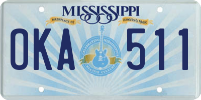 MS license plate OKA511