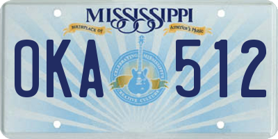 MS license plate OKA512
