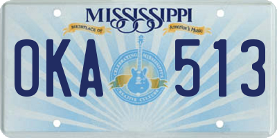 MS license plate OKA513