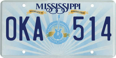 MS license plate OKA514