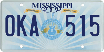 MS license plate OKA515