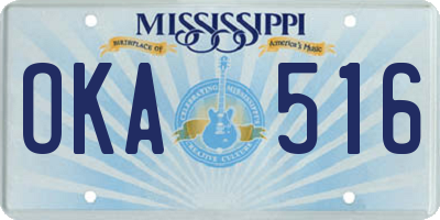 MS license plate OKA516