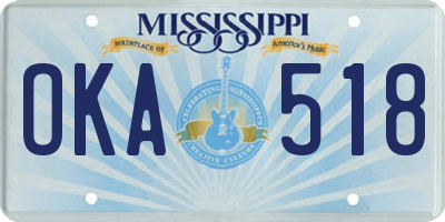 MS license plate OKA518