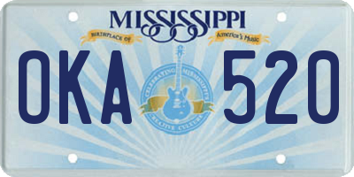 MS license plate OKA520