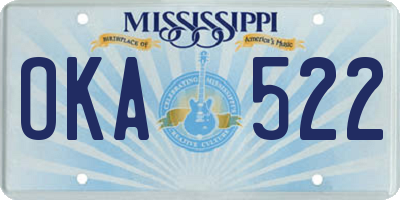 MS license plate OKA522