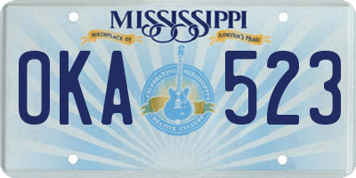 MS license plate OKA523