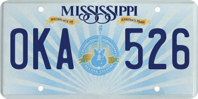 MS license plate OKA526