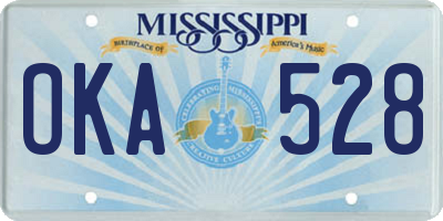 MS license plate OKA528