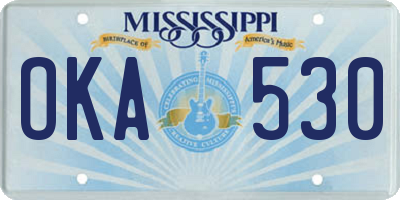 MS license plate OKA530