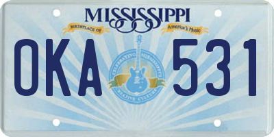 MS license plate OKA531