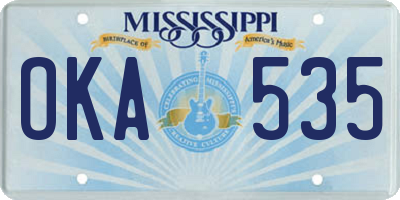MS license plate OKA535