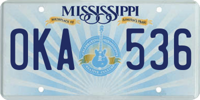 MS license plate OKA536