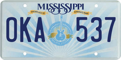 MS license plate OKA537