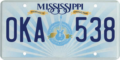 MS license plate OKA538