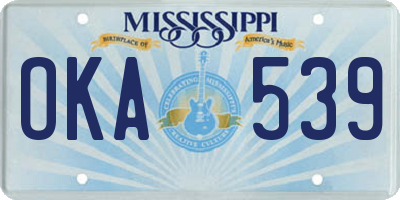 MS license plate OKA539