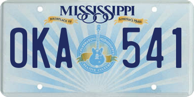 MS license plate OKA541