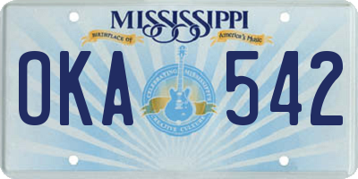 MS license plate OKA542