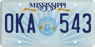 MS license plate OKA543