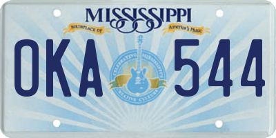 MS license plate OKA544