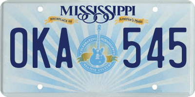 MS license plate OKA545