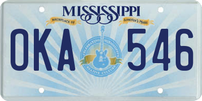 MS license plate OKA546