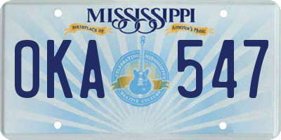 MS license plate OKA547