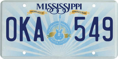 MS license plate OKA549