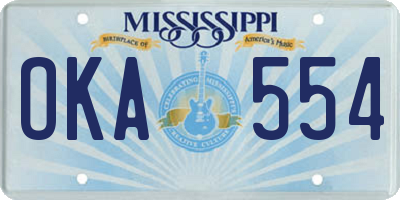 MS license plate OKA554