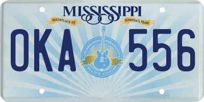 MS license plate OKA556