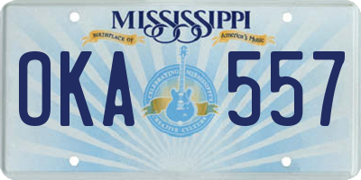 MS license plate OKA557