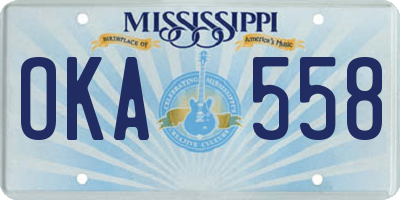 MS license plate OKA558