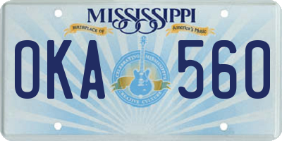 MS license plate OKA560