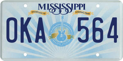 MS license plate OKA564
