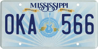MS license plate OKA566
