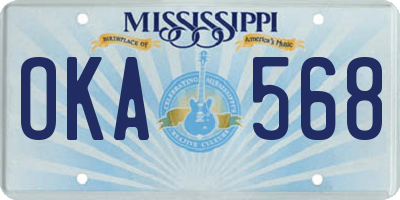 MS license plate OKA568