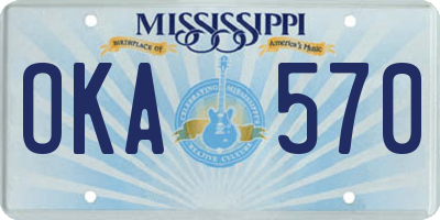 MS license plate OKA570