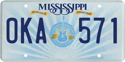 MS license plate OKA571