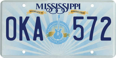 MS license plate OKA572