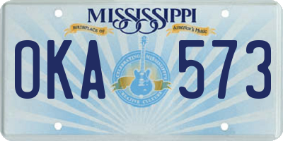 MS license plate OKA573