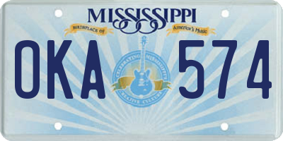 MS license plate OKA574