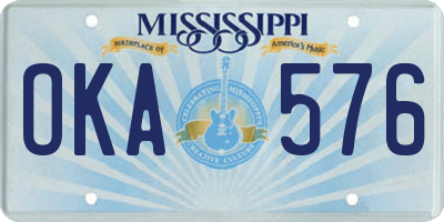 MS license plate OKA576