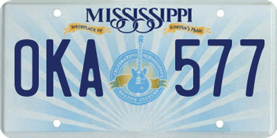 MS license plate OKA577