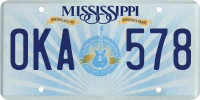MS license plate OKA578