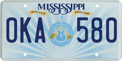 MS license plate OKA580