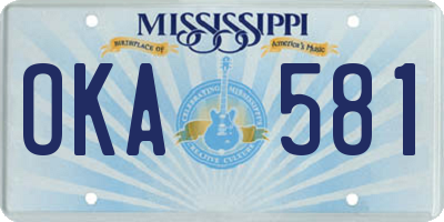 MS license plate OKA581