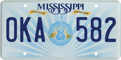 MS license plate OKA582