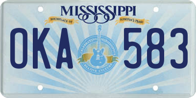 MS license plate OKA583
