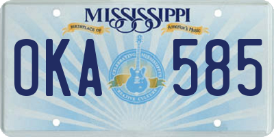 MS license plate OKA585