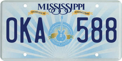 MS license plate OKA588