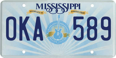 MS license plate OKA589